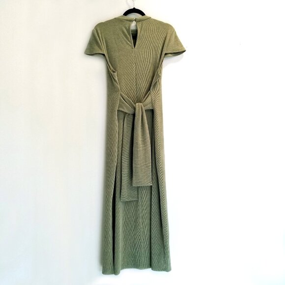 TopShop Short-Sleeve Maxi Dress Size 14 Moss / Olive Green Color Stretch Fabric - Picture 2 of 14